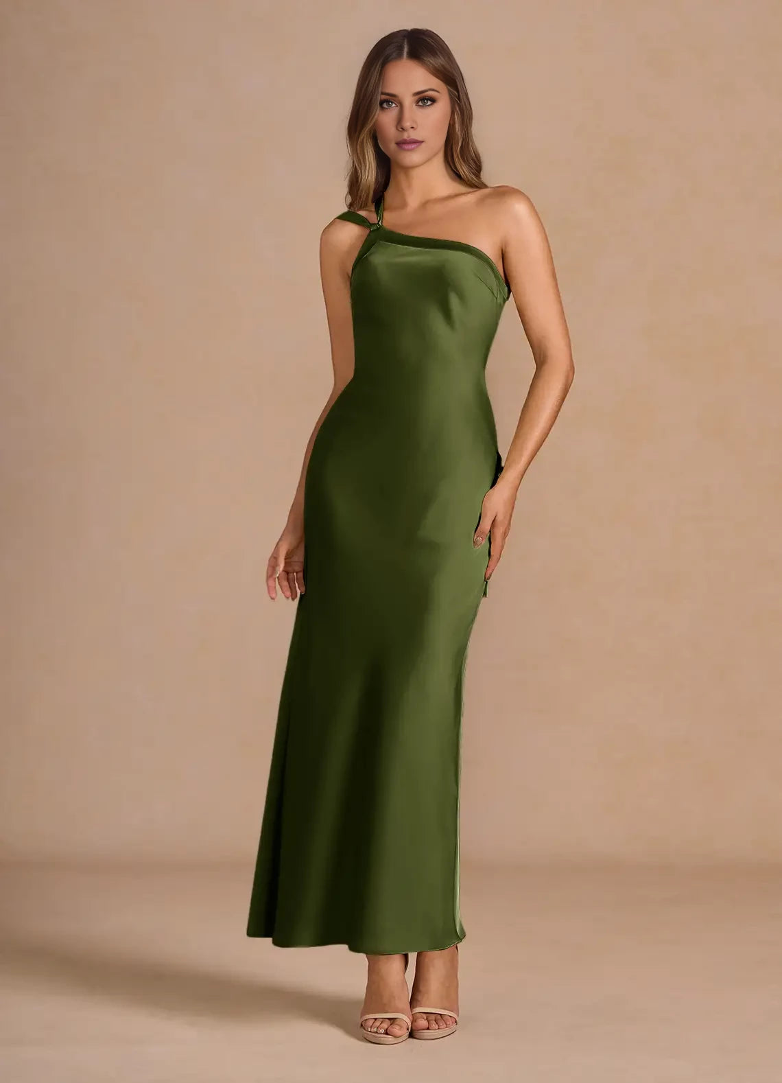 One-Shoulder Lace-Up Back Maxi Dress Evening Dresses