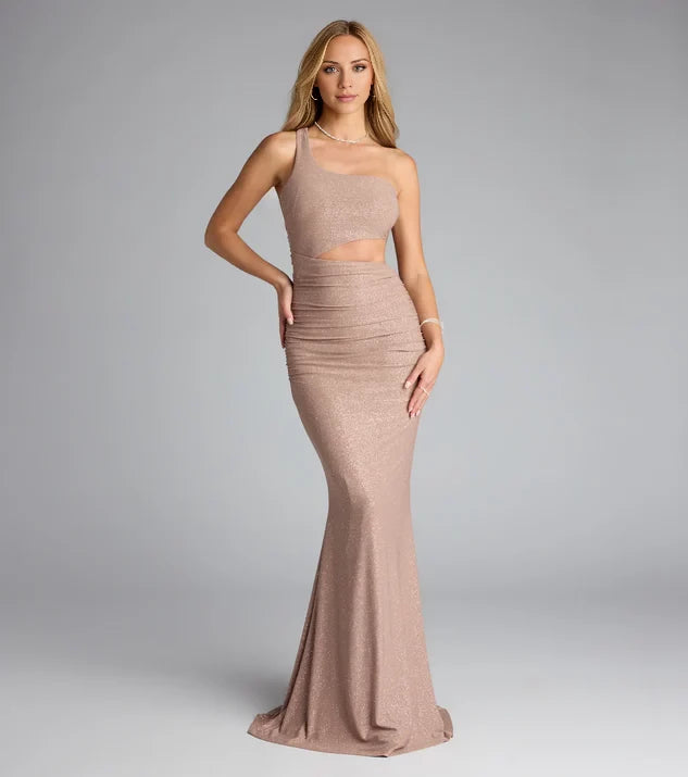 One-Shoulder Mermaid Glitter Formal Dress Prom Dresses