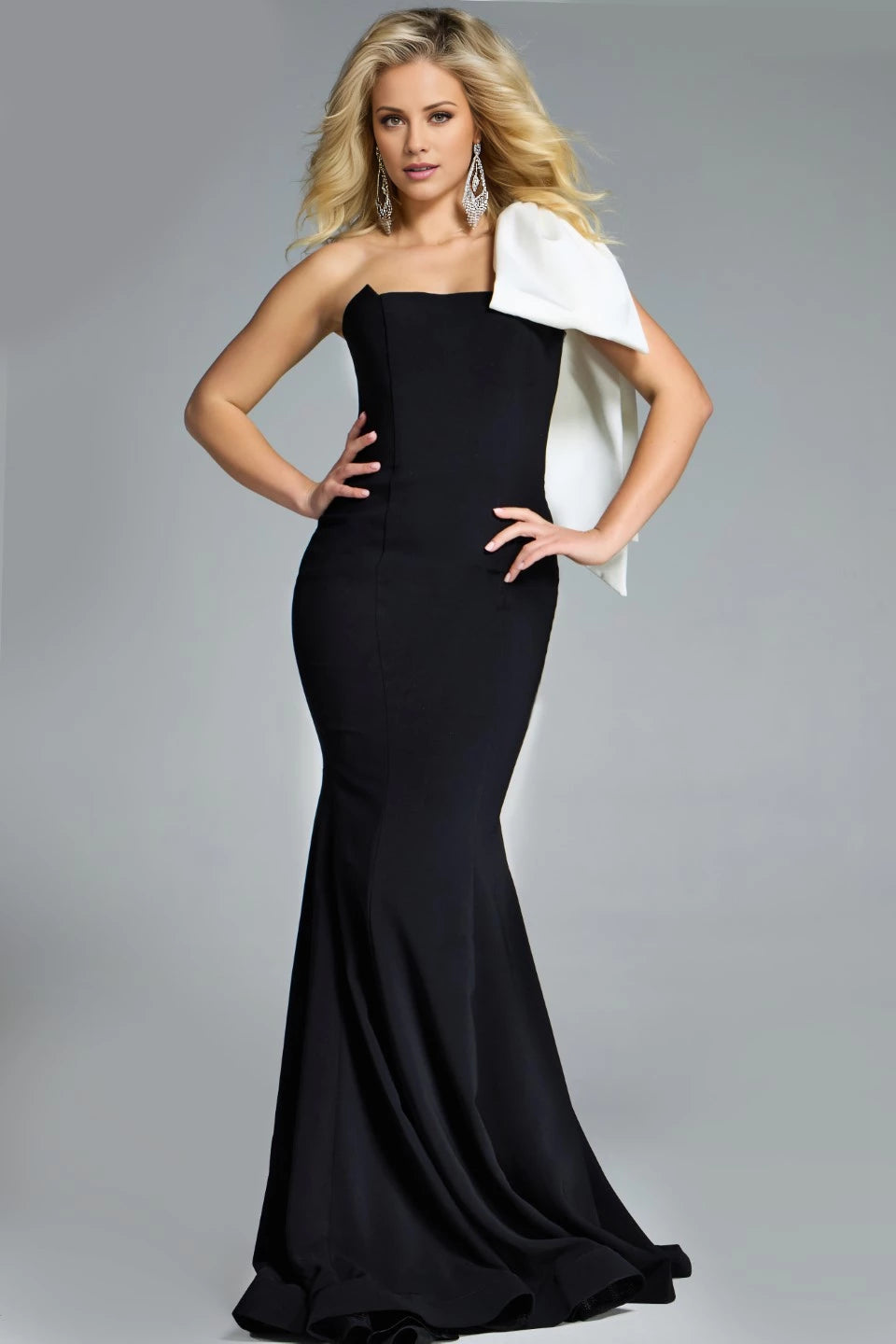 One-Shoulder Mermaid Gown with Dramatic Satin Bow  Evening Dresses