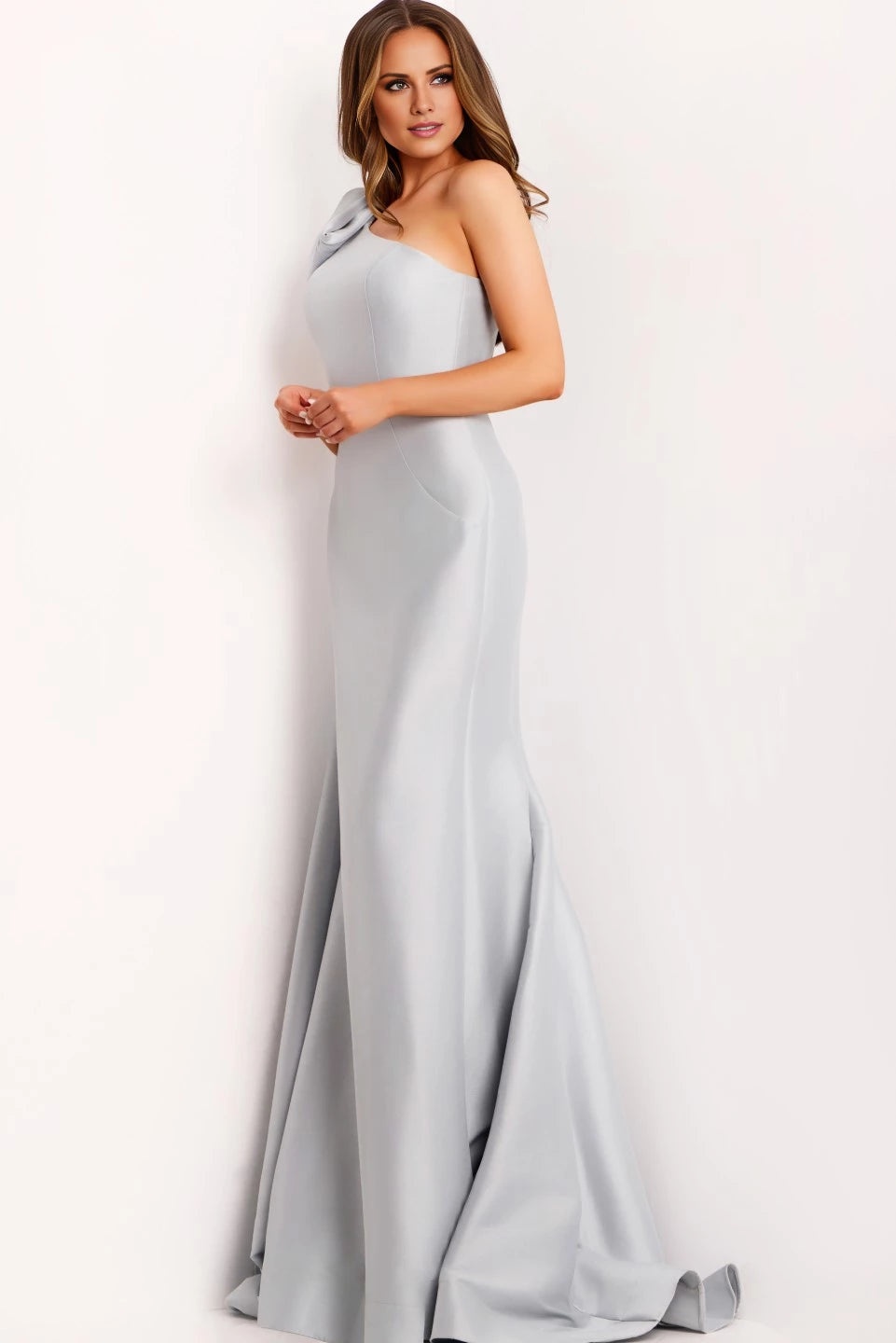 One-Shoulder Mermaid Gown with Oversized Bow Evening Dresses