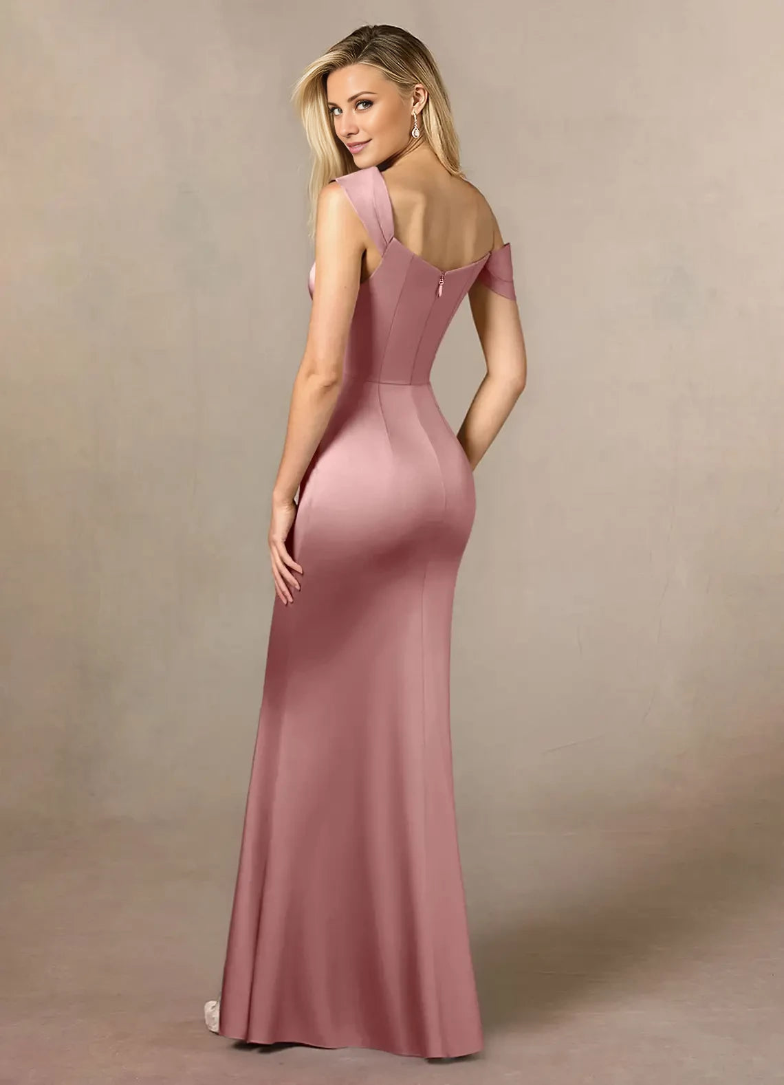 One-Shoulder Mermaid Pleated Satin Dress Mother of the Bride Dresses
