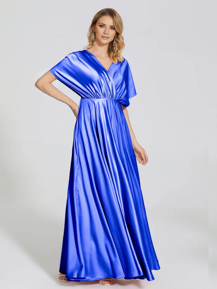 Open Back Soft Satin Bridesmaid Dress With Sleeves