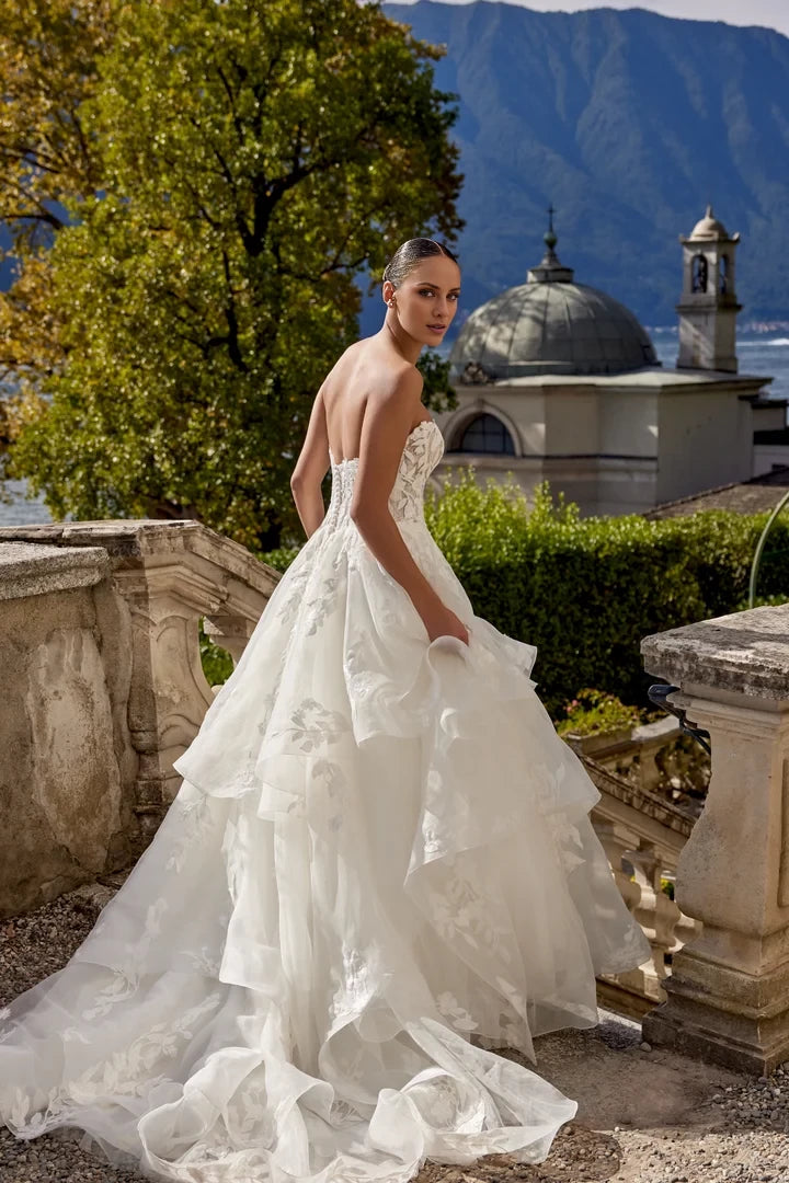 Organza Ball Gown with Voluminous Ruffled Skirt Wedding Dresses