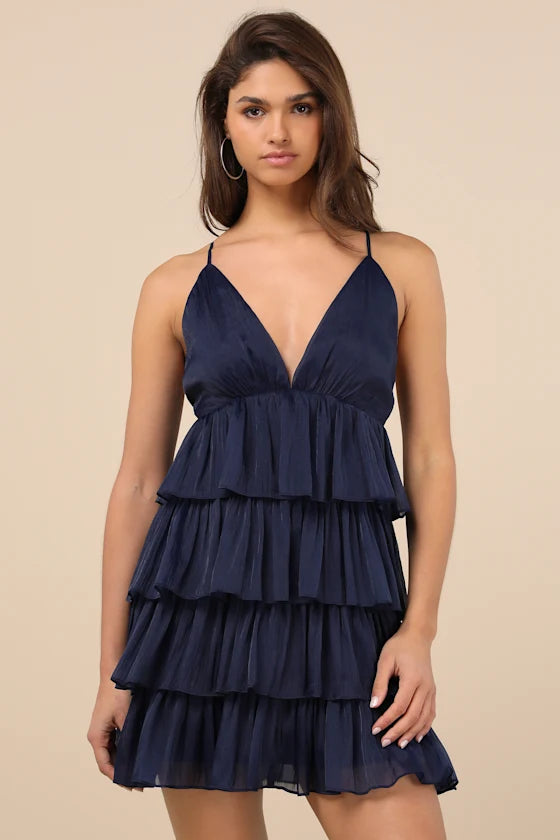 Organza Tiered Backless Mini Dress Homecoming Dresses