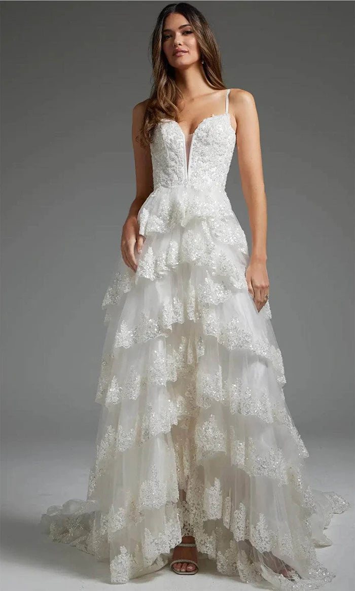 Ornate Sequin Tiered Bridal Gown Wedding Dresses
