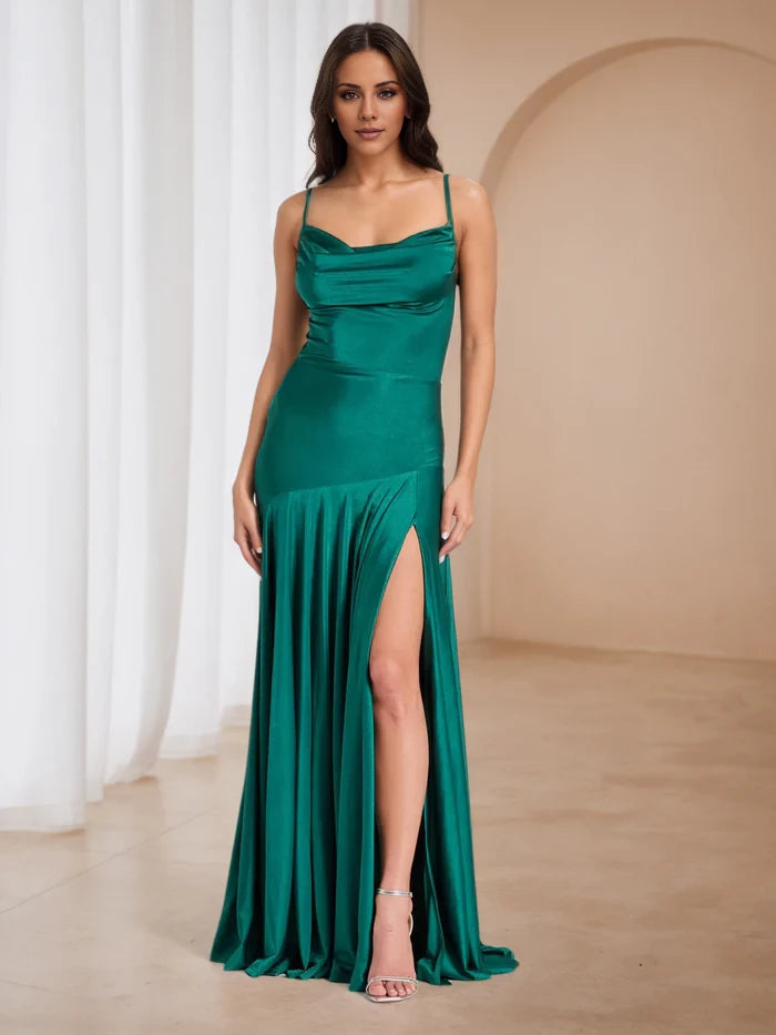 Peacock Sweep Brush Train Spaghetti Straps Sheath Prom Dresses