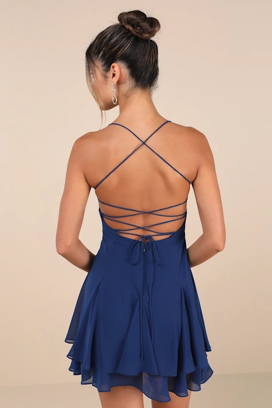 Perfected Sweetness Pleated Tiered Mini Dress Homecoming Dress