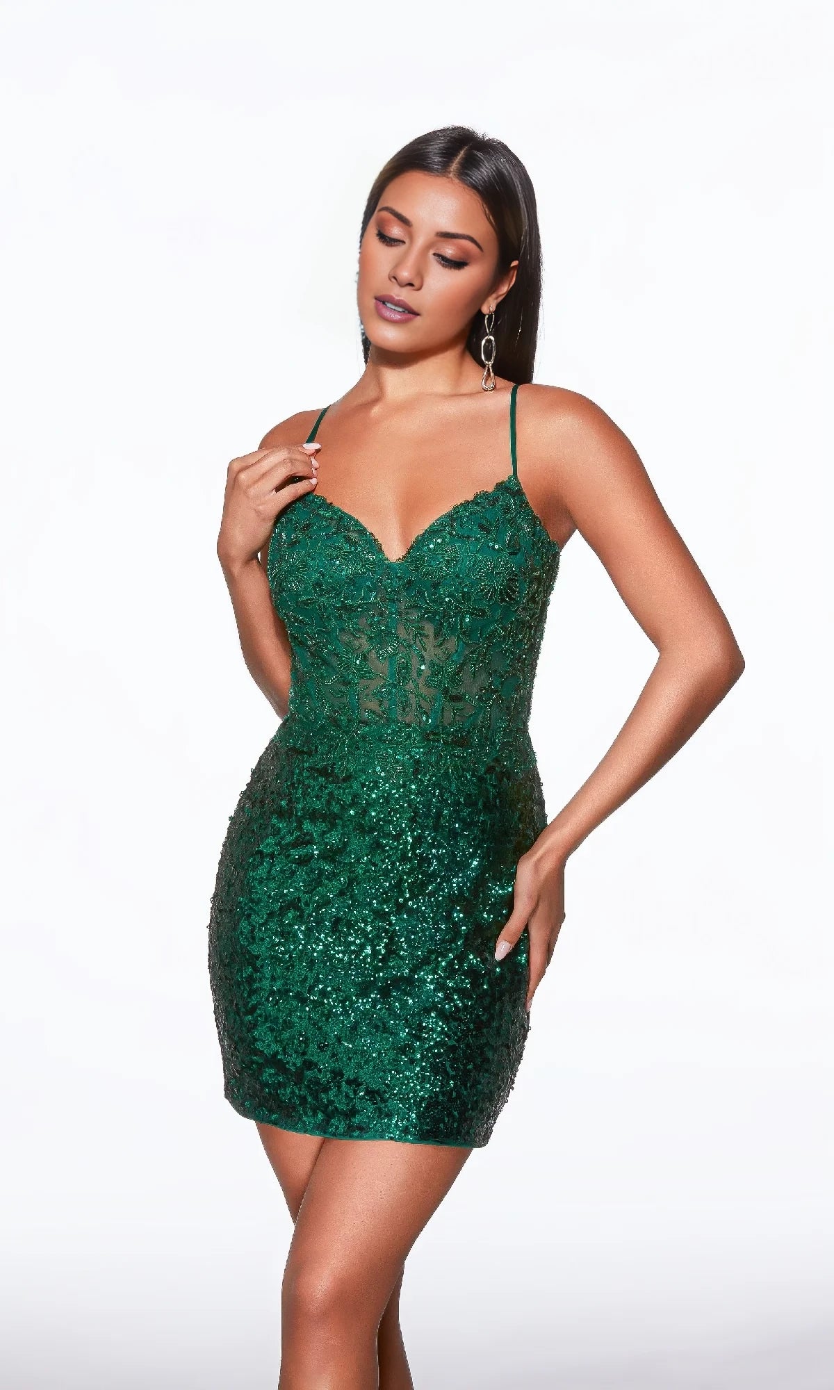 Pine Green Short Sequin Hoco Dress Alyce Homecoming Dress