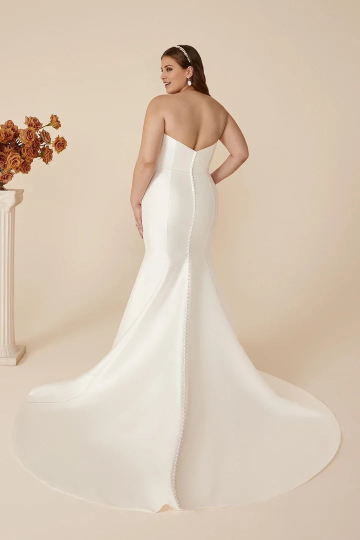 Plus Size Fit and Flare Gown with Straight Neckline Wedding Dresses