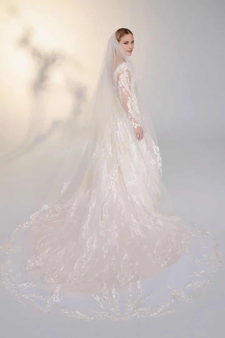 Plus Size Slim Ball Gown with Long Sleeves Wedding Dresses