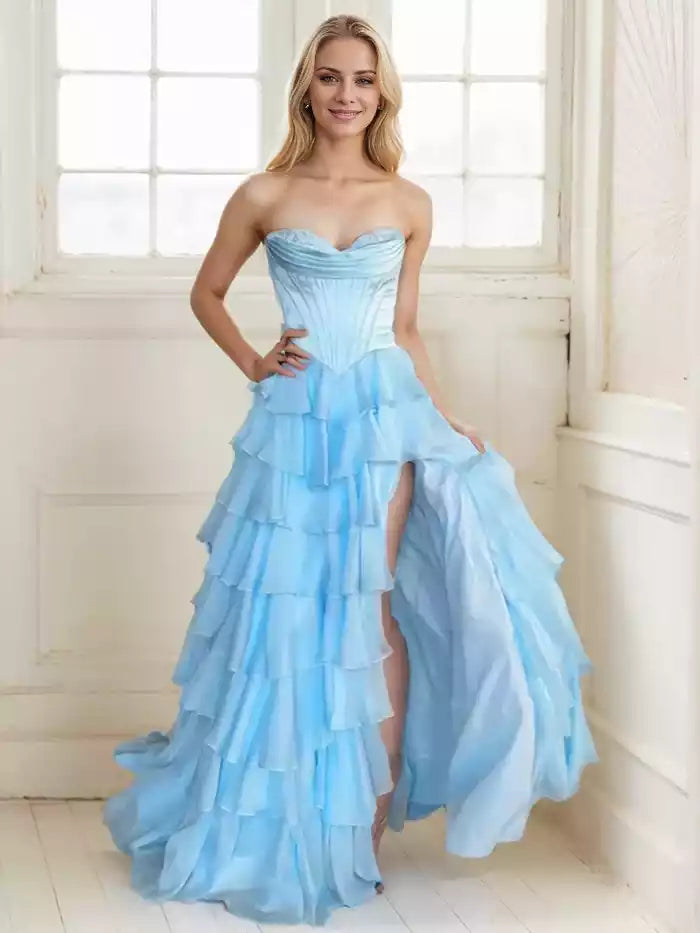 Prom Dresses A Line Appliques Bodice Layers   A Line Off the Shoulder Prom Dress