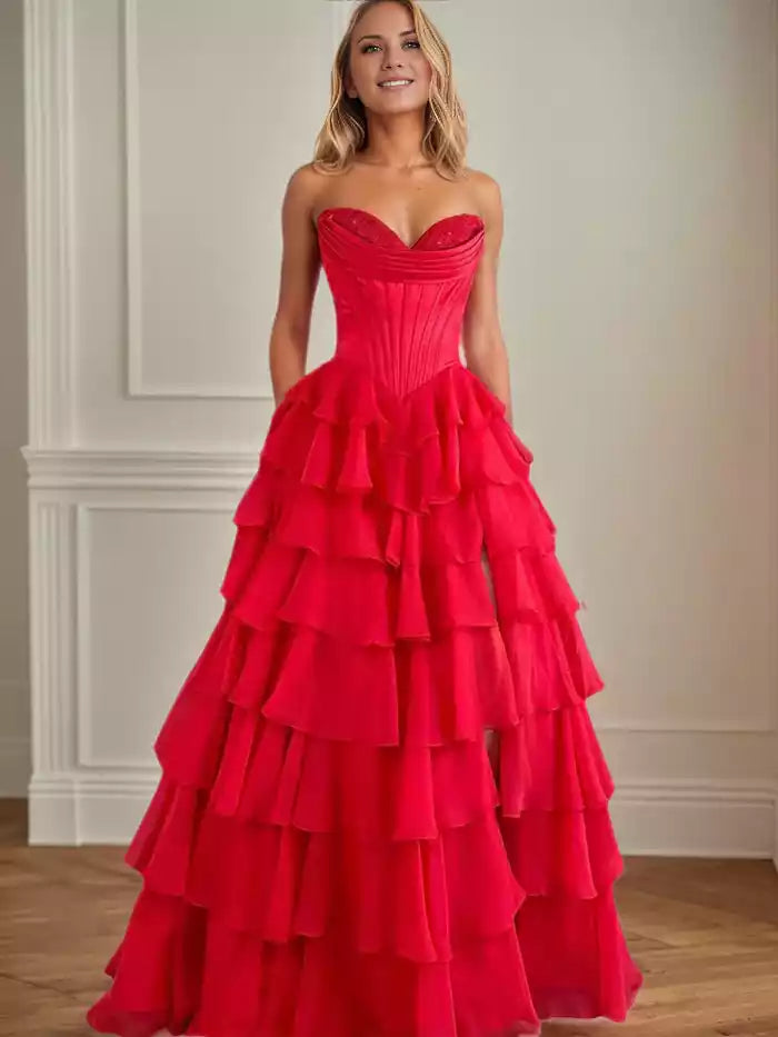 Prom Dresses A Line Appliques Bodice Layers   A Line Off the Shoulder Prom Dress