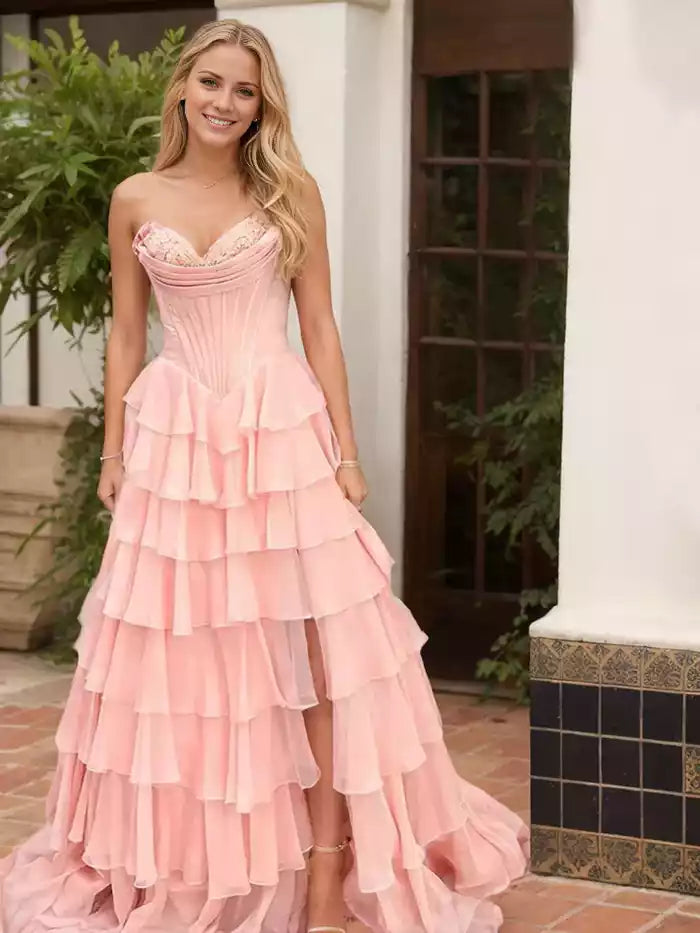 Prom Dresses A Line Appliques Bodice Layers   A Line Off the Shoulder Prom Dress