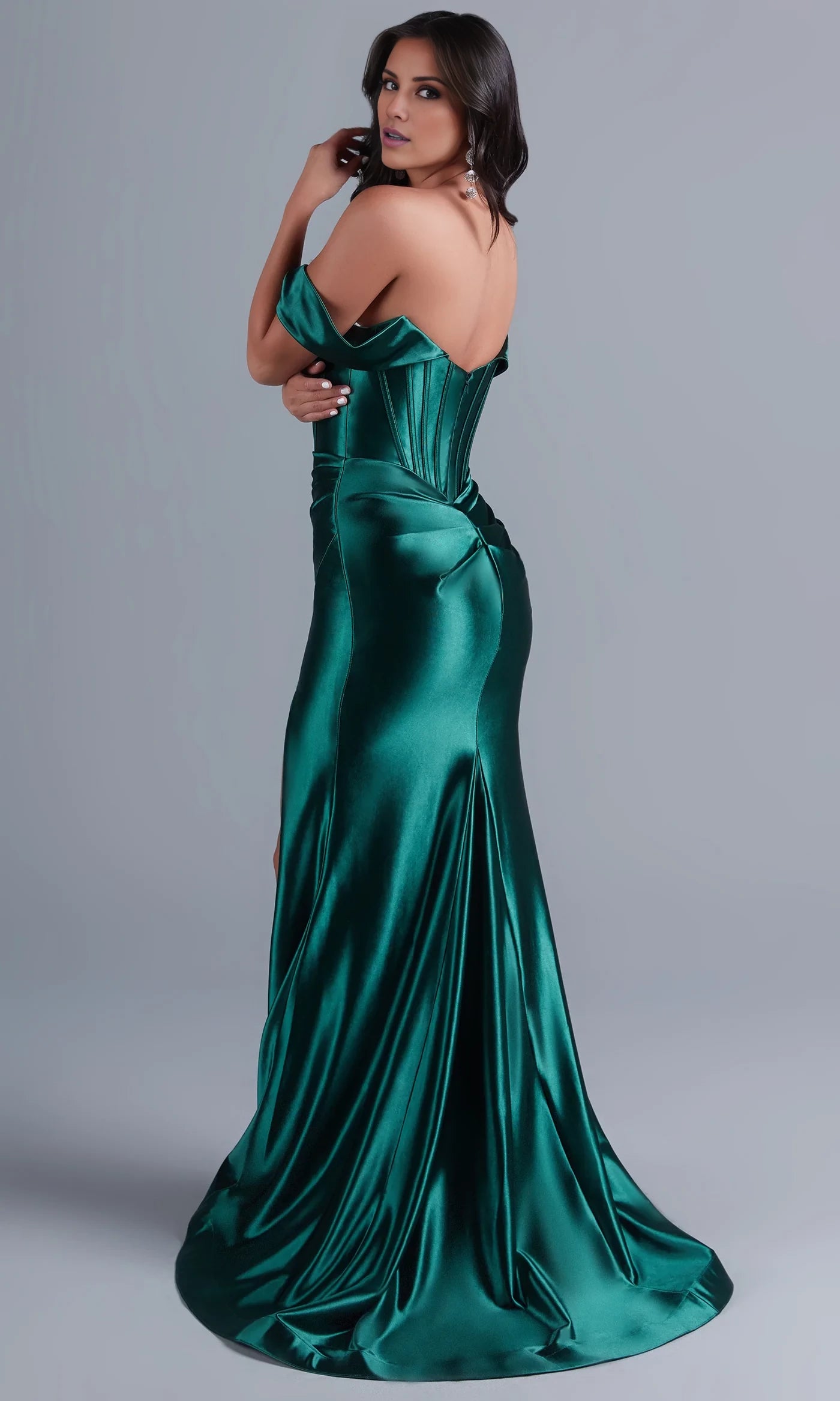 PromGirl Emerald Green Long Corset Prom Dresses