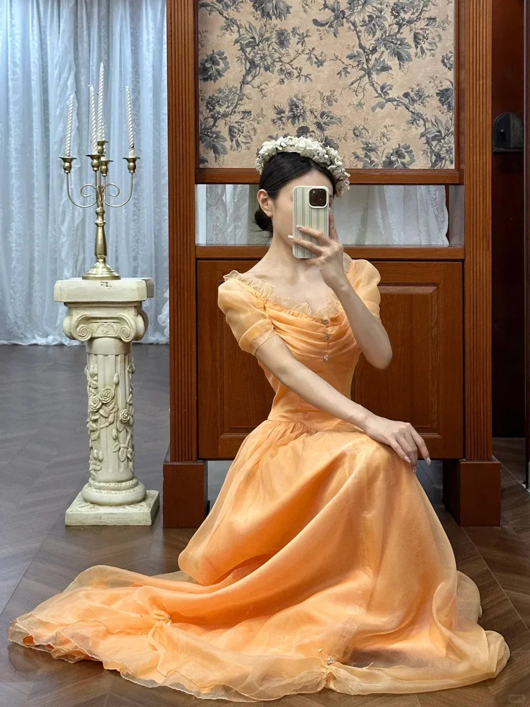 Puffed Sleeve Square Neck Maxi Dress with Bow Accents & Fairy-Tale Silhouette