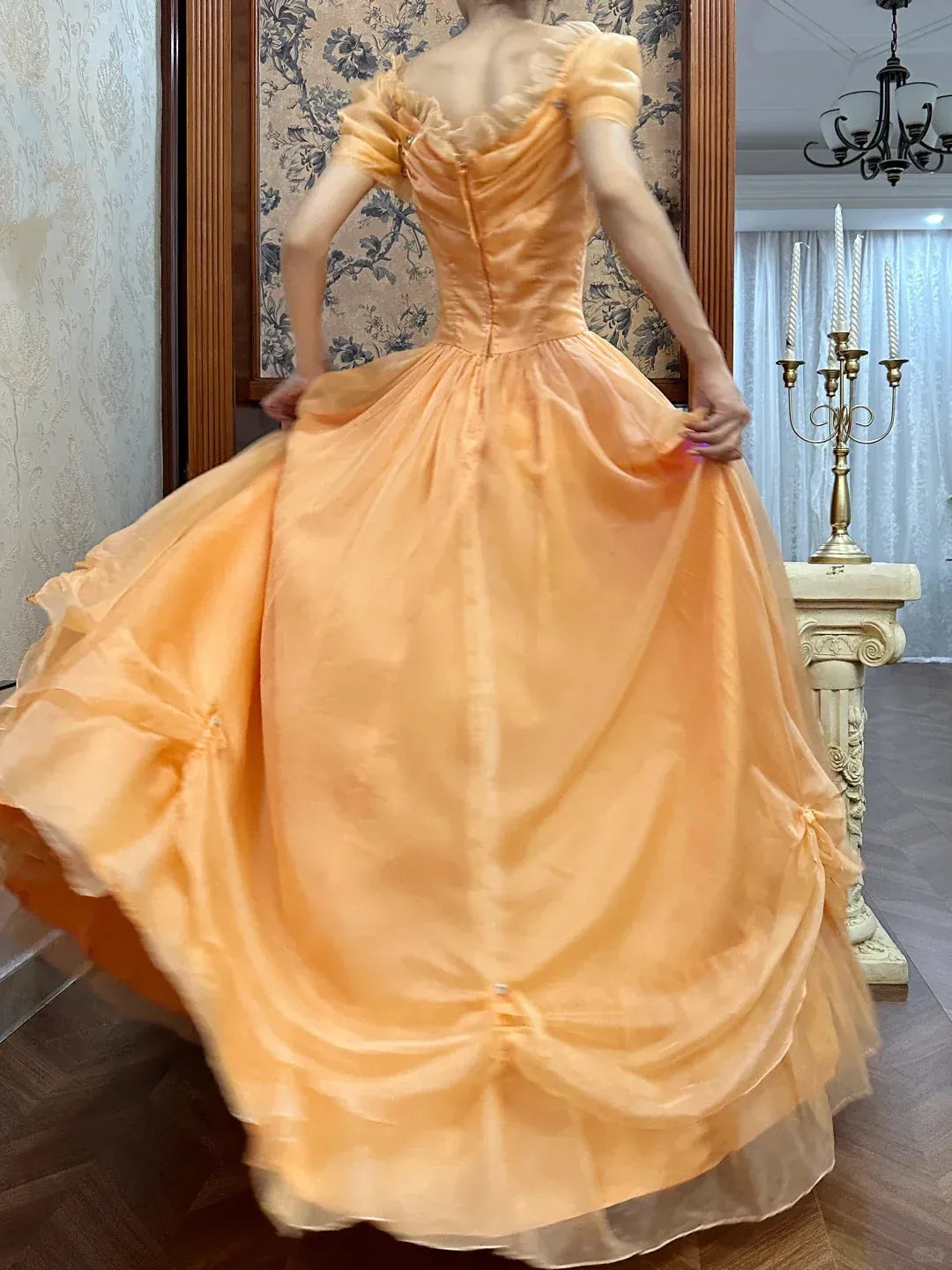 Puffed Sleeve Square Neck Maxi Dress with Bow Accents & Fairy-Tale Silhouette