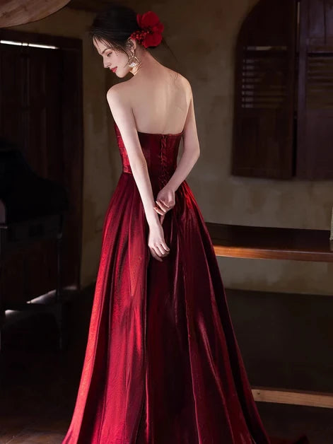 Regal Mermaid One-Shoulder Satin Sequin-Accent Lace-Up Back Train Length Evening Dresses