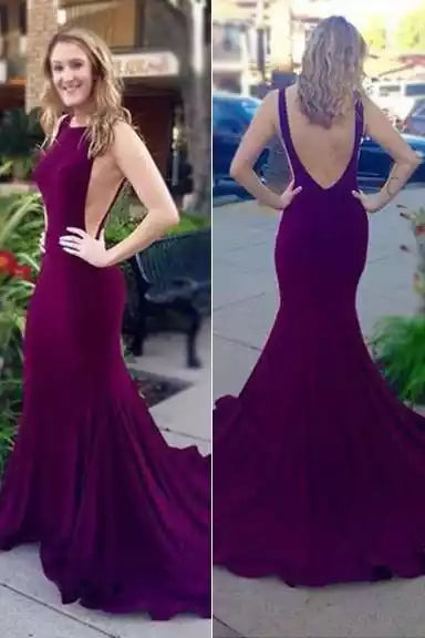 Regal Burgundy Crepe Gown with Cutout Detail & Mermaid Silhouette