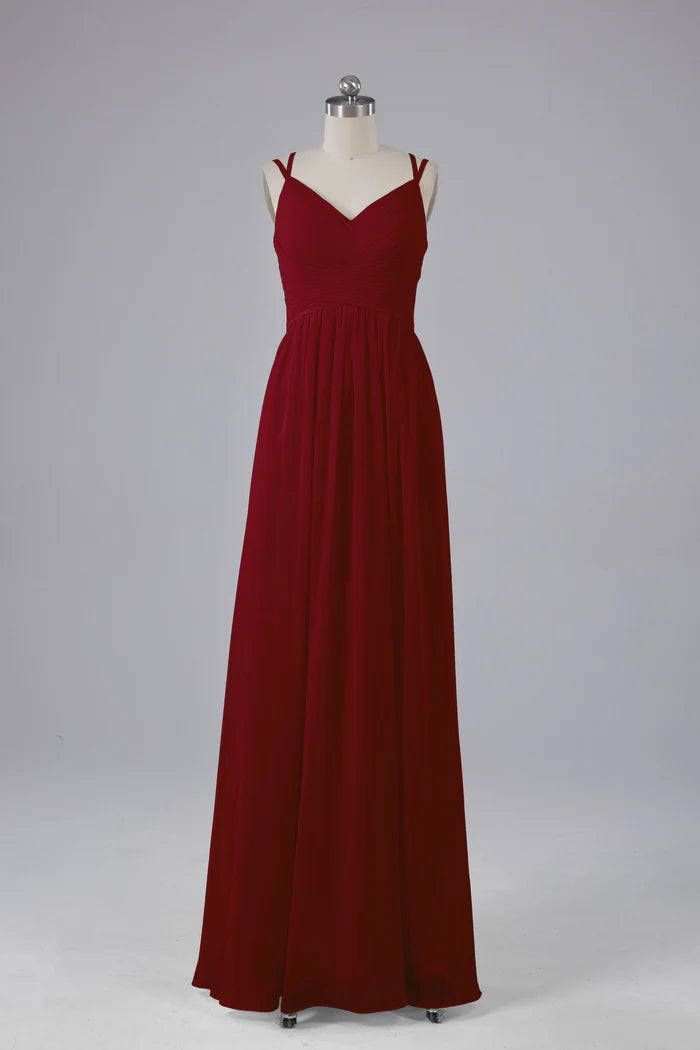 Rich A-Line Sweetheart Lace Spaghetti-Strap Plunge-Back Floor-Length Bridesmaid Dresses