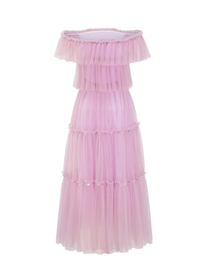 Romantic A - Line Off - Shoulder Sleeveless Zipper Back Long Length Prom Dresses