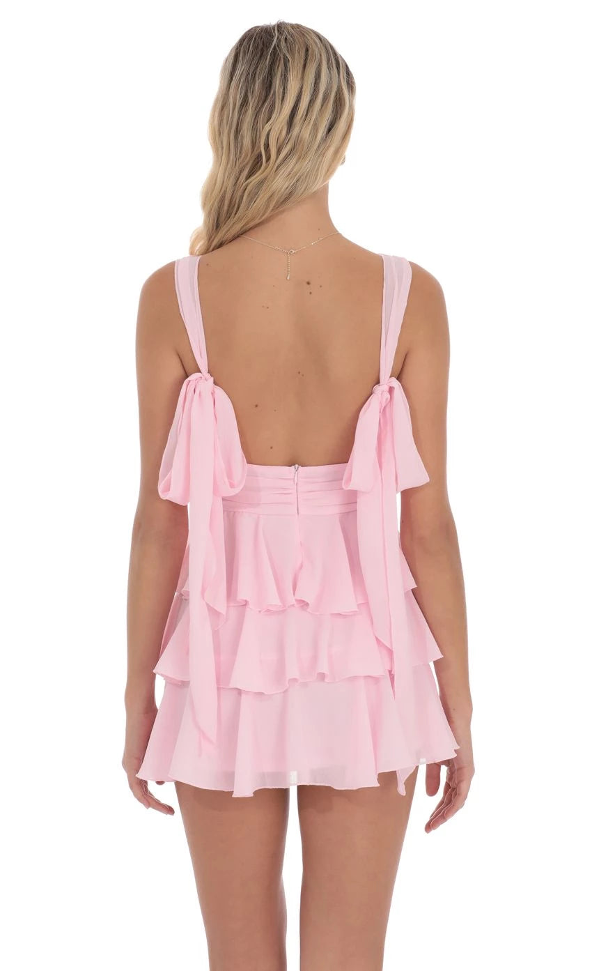 Romantic A-Line Plunge-Neck Sleeveless Tie-Back Short Length Homecoming Dresses