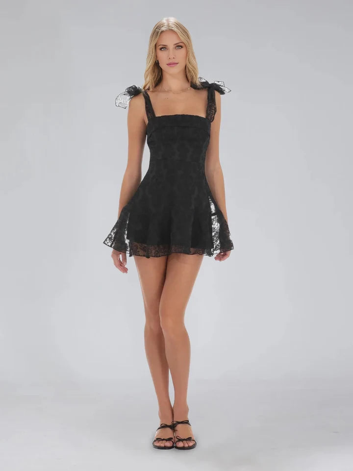Romantic A - Line Square Neck Bow Strap Zipper Back Mini Length Homecoming Dresses