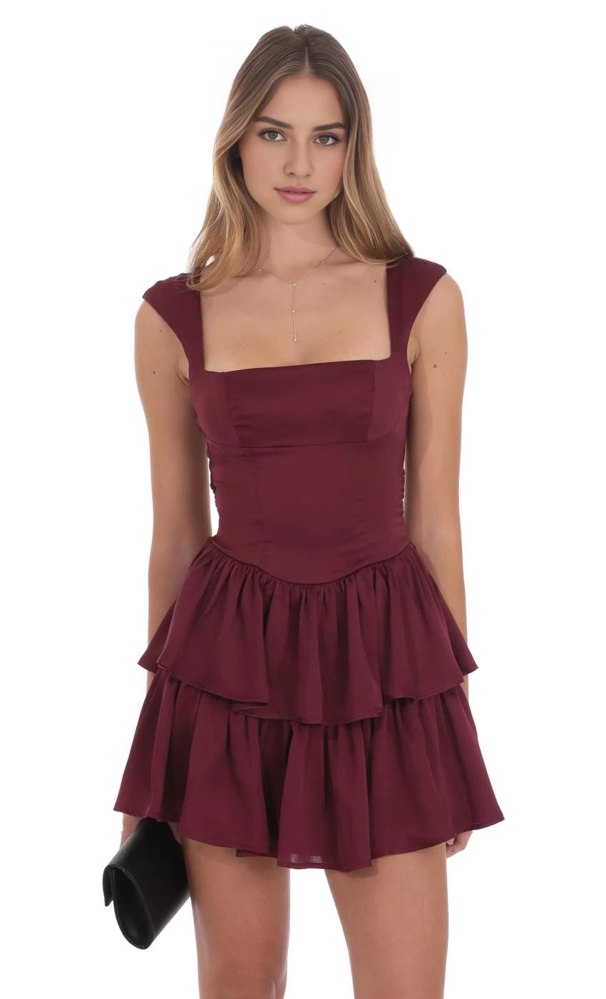 Romantic A-Line Square-Neck Sleeveless Bow-Back Short Length Homecoming Dresses