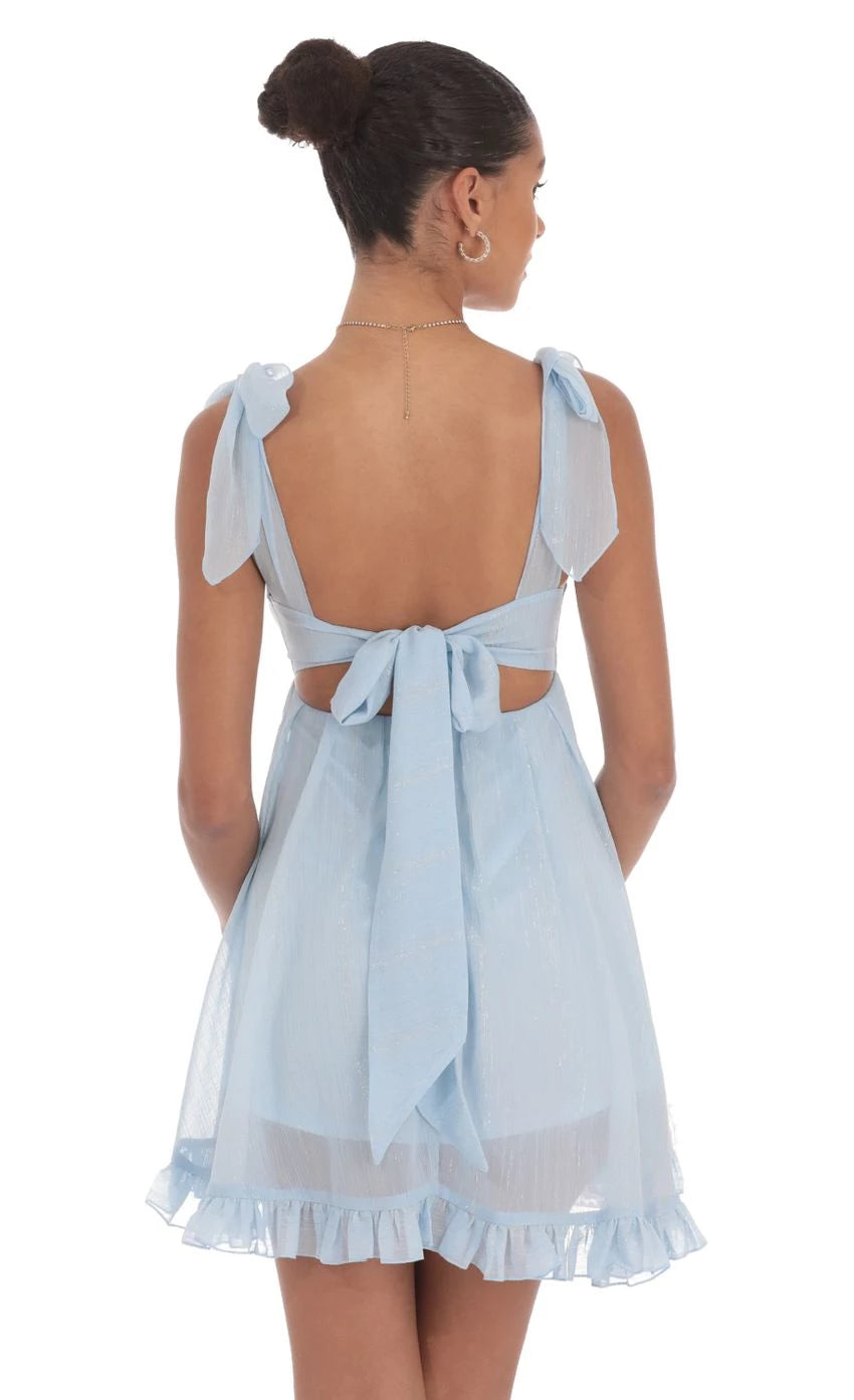 Romantic A-Line Square-Neck Sleeveless Tie-Back Short Length Homecoming Dresses