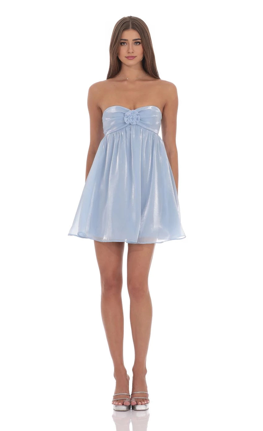 Romantic A-Line Strapless Rosette-Detail Short Length Homecoming Dresses