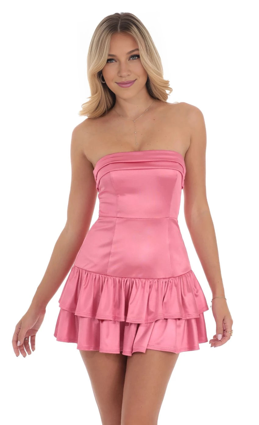 Romantic A-Line Strapless Sleeveless Back-Zip Short Length Homecoming Dresses