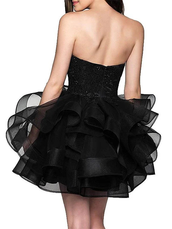 Romantic A - Line Strapless Sleeveless Zipper Back Mini Length Homecoming Dresses