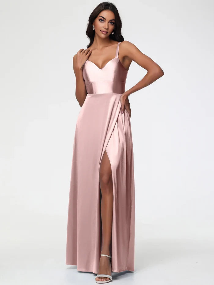 Romantic A - Line Sweetheart Neck Sleeveless Crisscross Back Long Length Prom Dresses