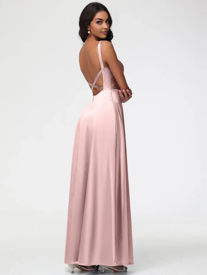 Romantic A - Line Sweetheart Neck Sleeveless Crisscross Back Long Length Prom Dresses