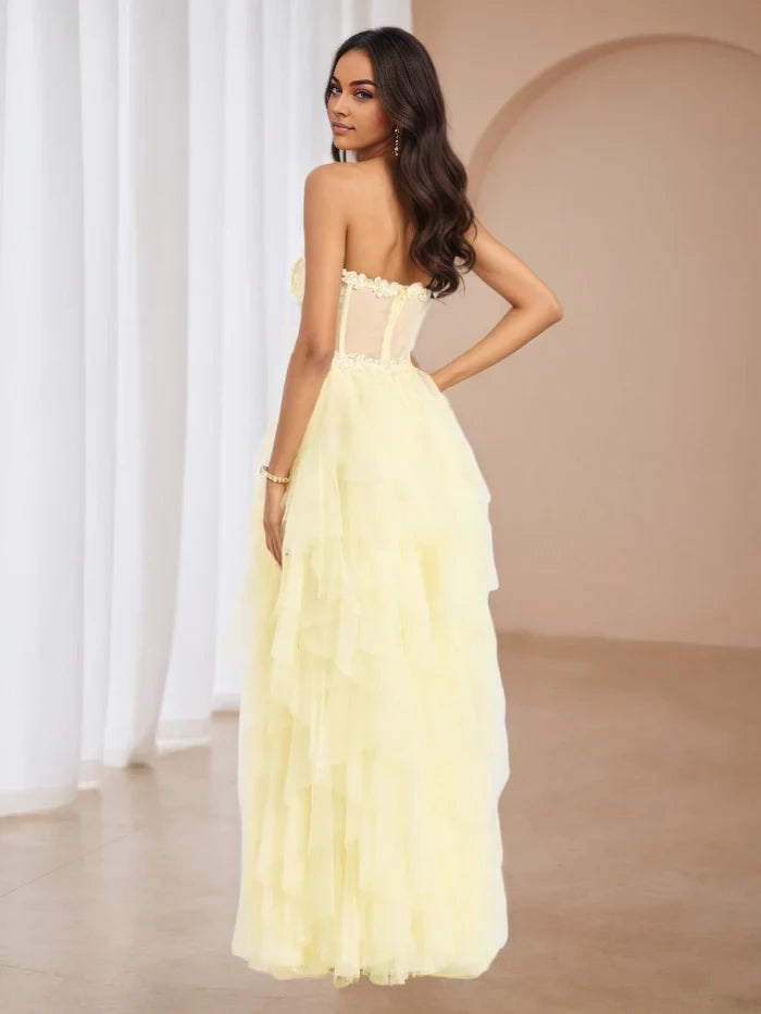 Romantic A - Line Sweetheart Neck Sleeveless Lace Back Floor Length Prom Dresses