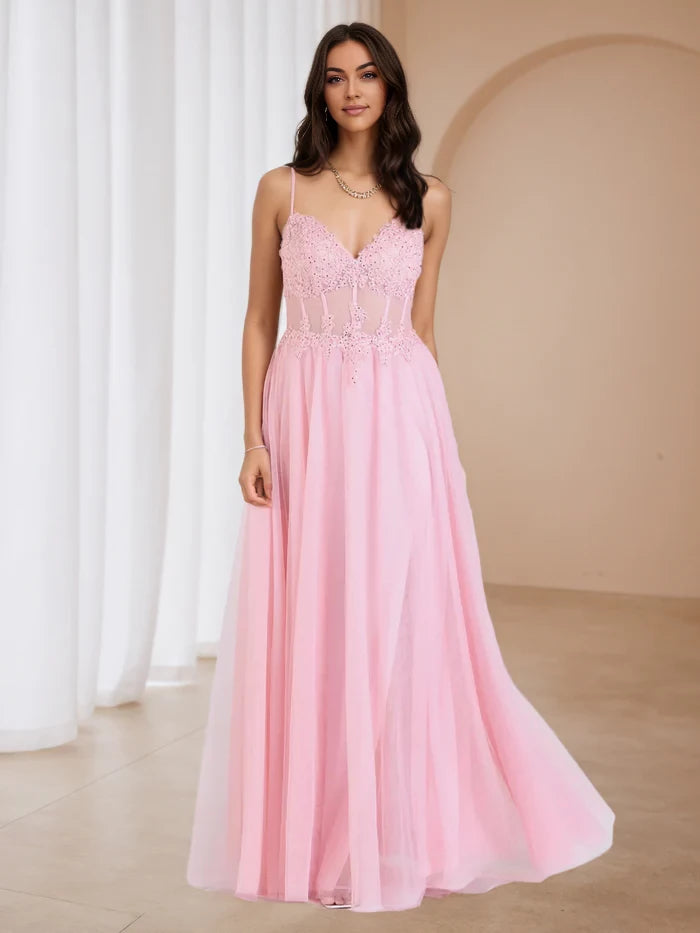 Romantic A - Line Sweetheart Neck Sleeveless Open Back Floor Length Prom Dresses