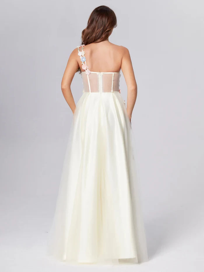 Romantic A - Line Sweetheart Sleeveless Zipper Back Long Length Prom Dresses