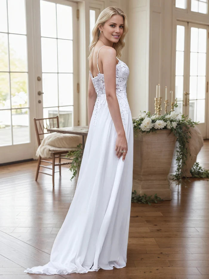 Romantic A - Line Sweetheart Spaghetti Strap Zipper Back Long Length Prom Dresses
