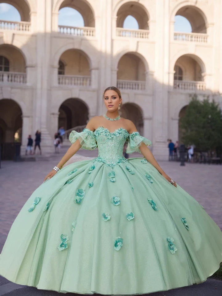 Romantic Ball Gown Off - Shoulder Ruffle - Trimmed Lace - Up Back Long Length Evening Dresses