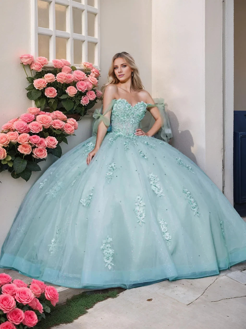 Romantic Ball Gown Strapless Off - Shoulder Bow - Back Long Length Evening Dresses