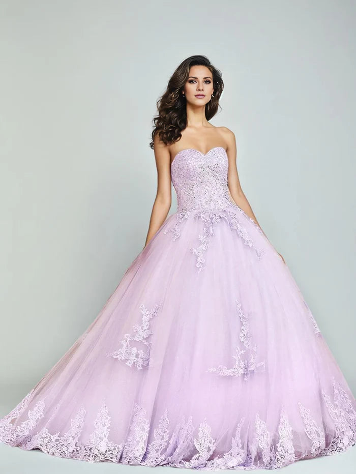 Romantic Ball Gown Strapless Sleeveless Lace - Up Back Long Length Quinceanera Dresses