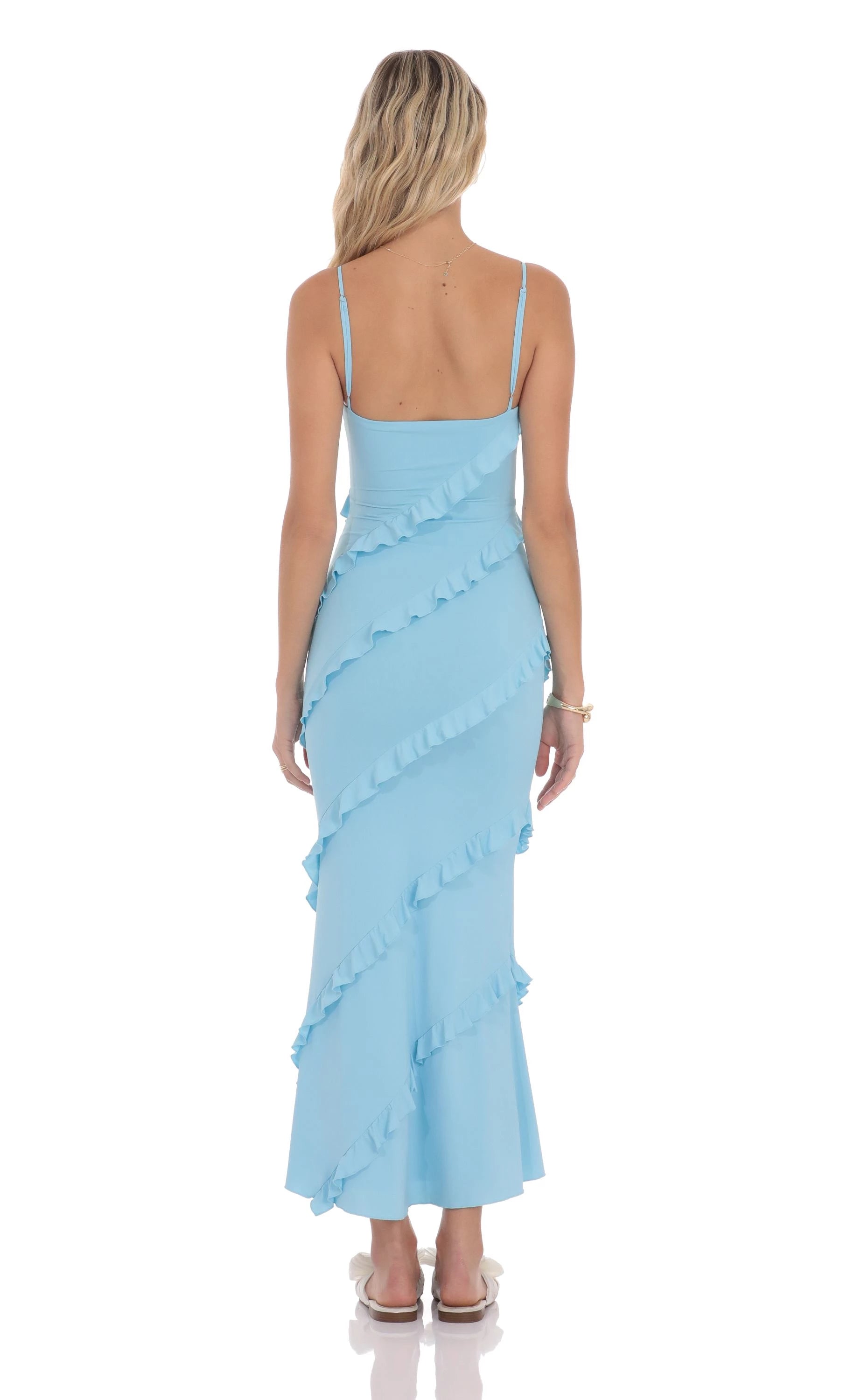 Romantic Mermaid Spaghetti-Strap Ruffled Back Floor Length Prom Dresses