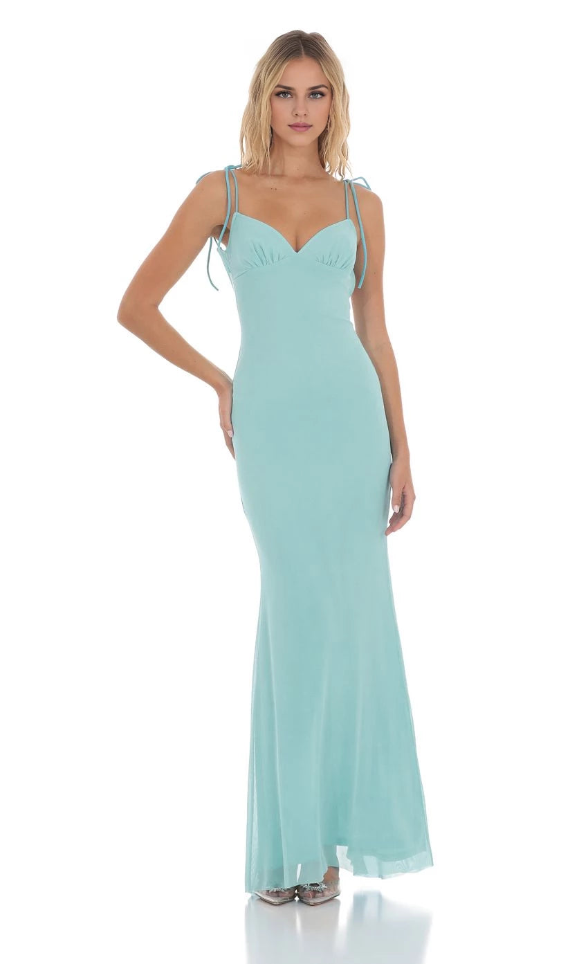 Romantic Mermaid Sweetheart Neck Tie-Strap Open Back Floor Length Prom Dresses