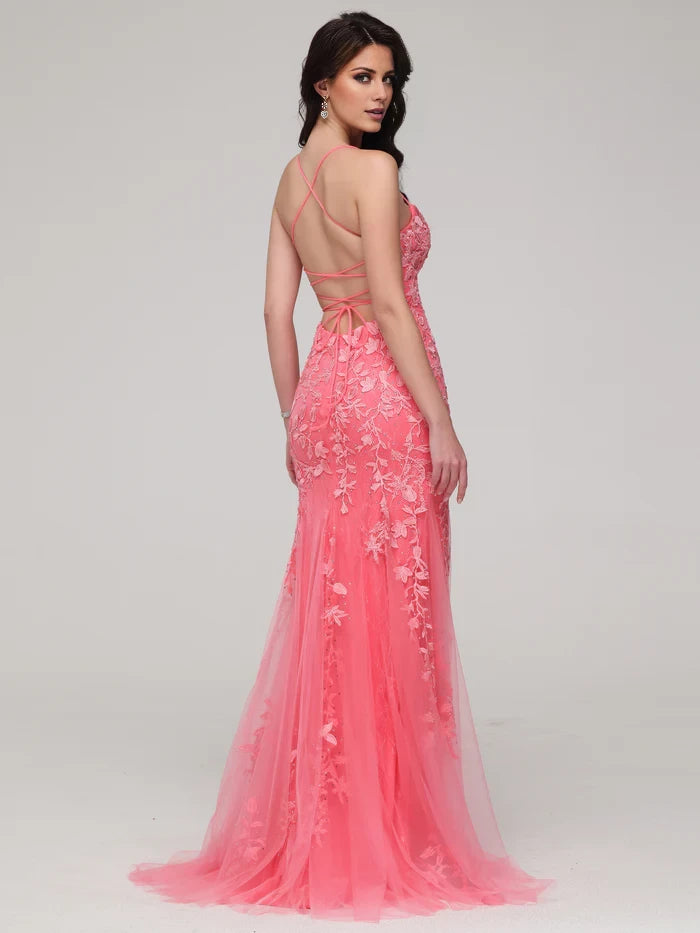 Romantic Mermaid Sweetheart Spaghetti Strap Lace - Up Back Long Length Prom Dresses