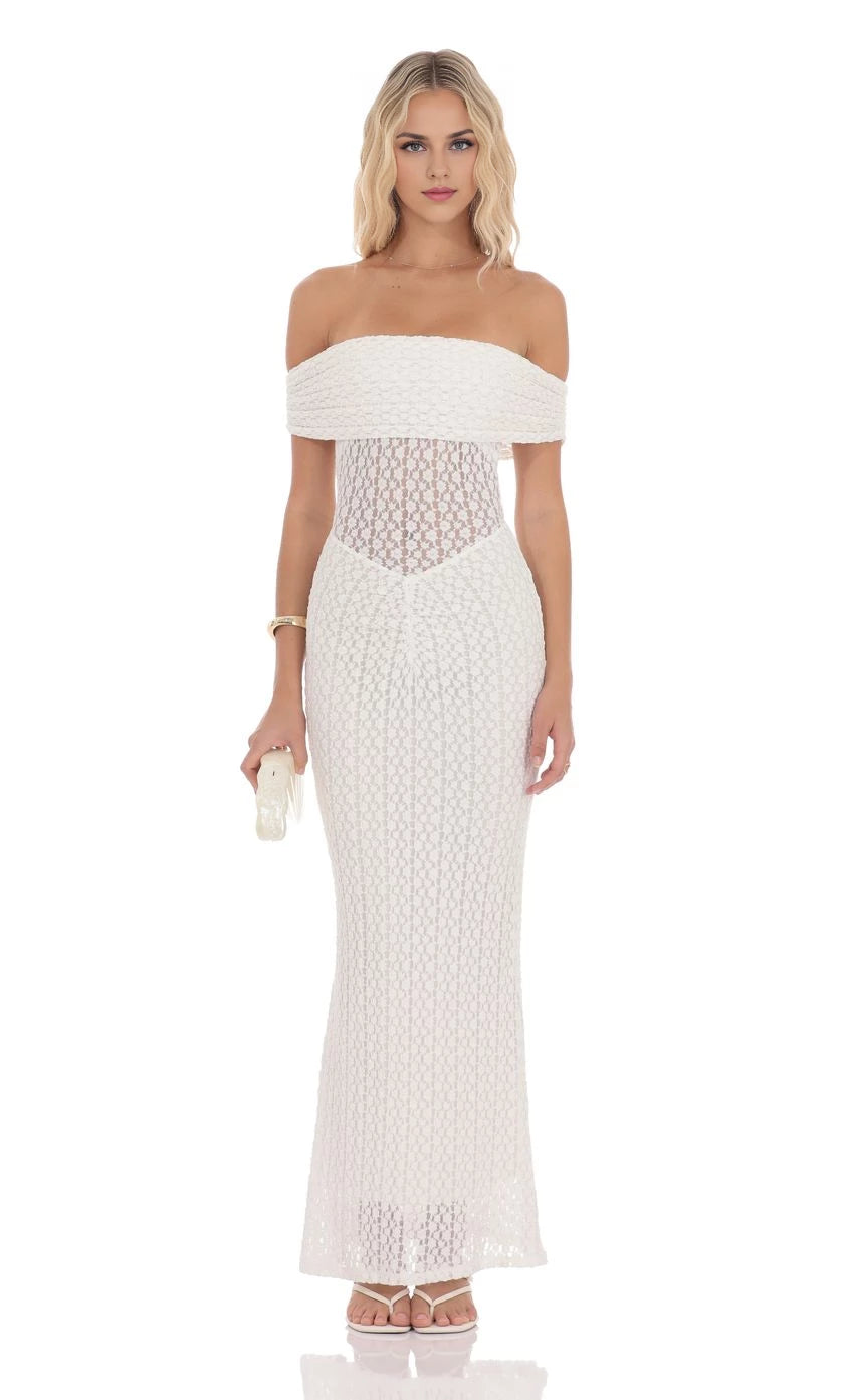 Romantic Sheath Off-Shoulder Lace Open Back Floor Length Prom Dresses
