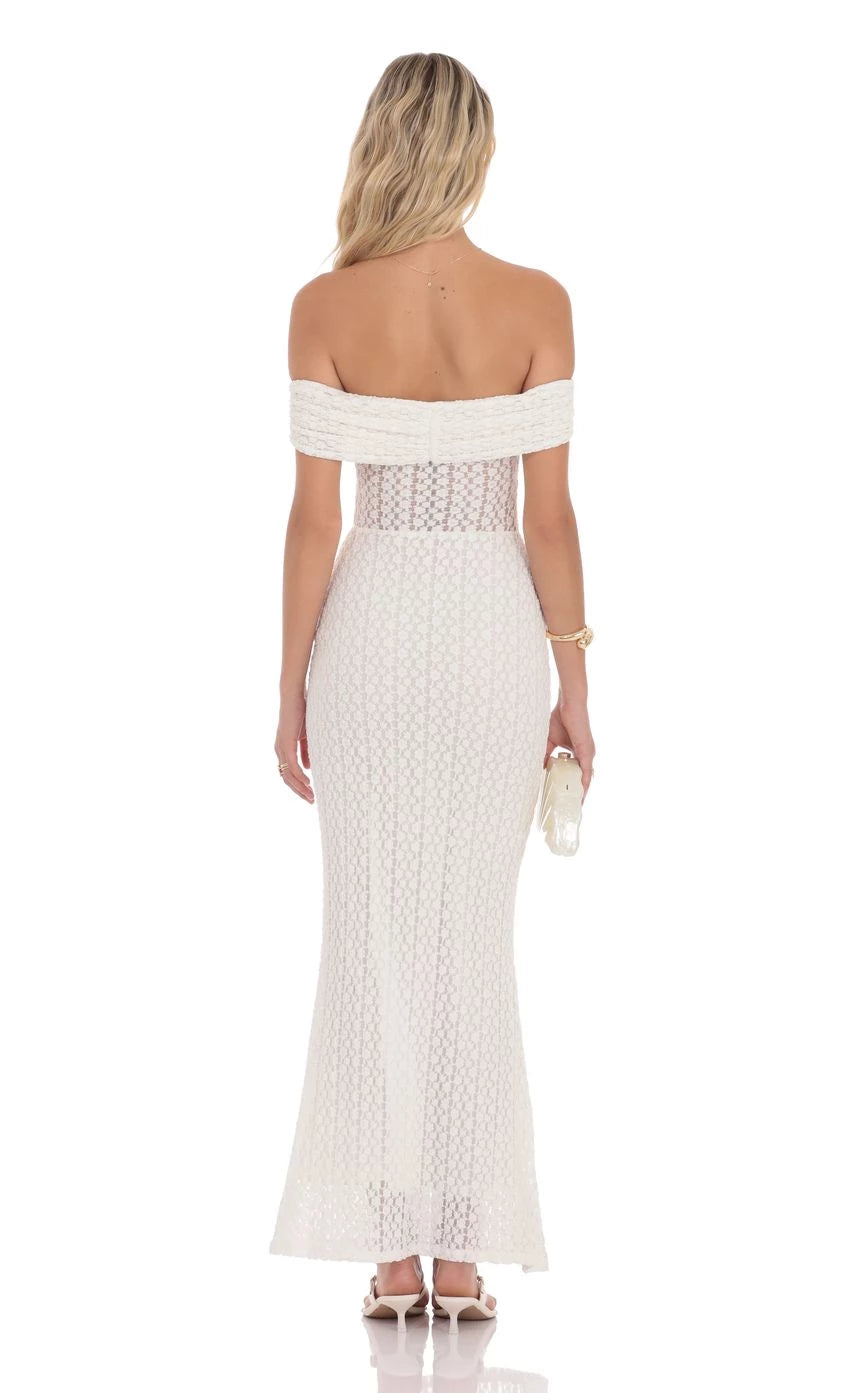Romantic Sheath Off-Shoulder Lace Open Back Floor Length Prom Dresses