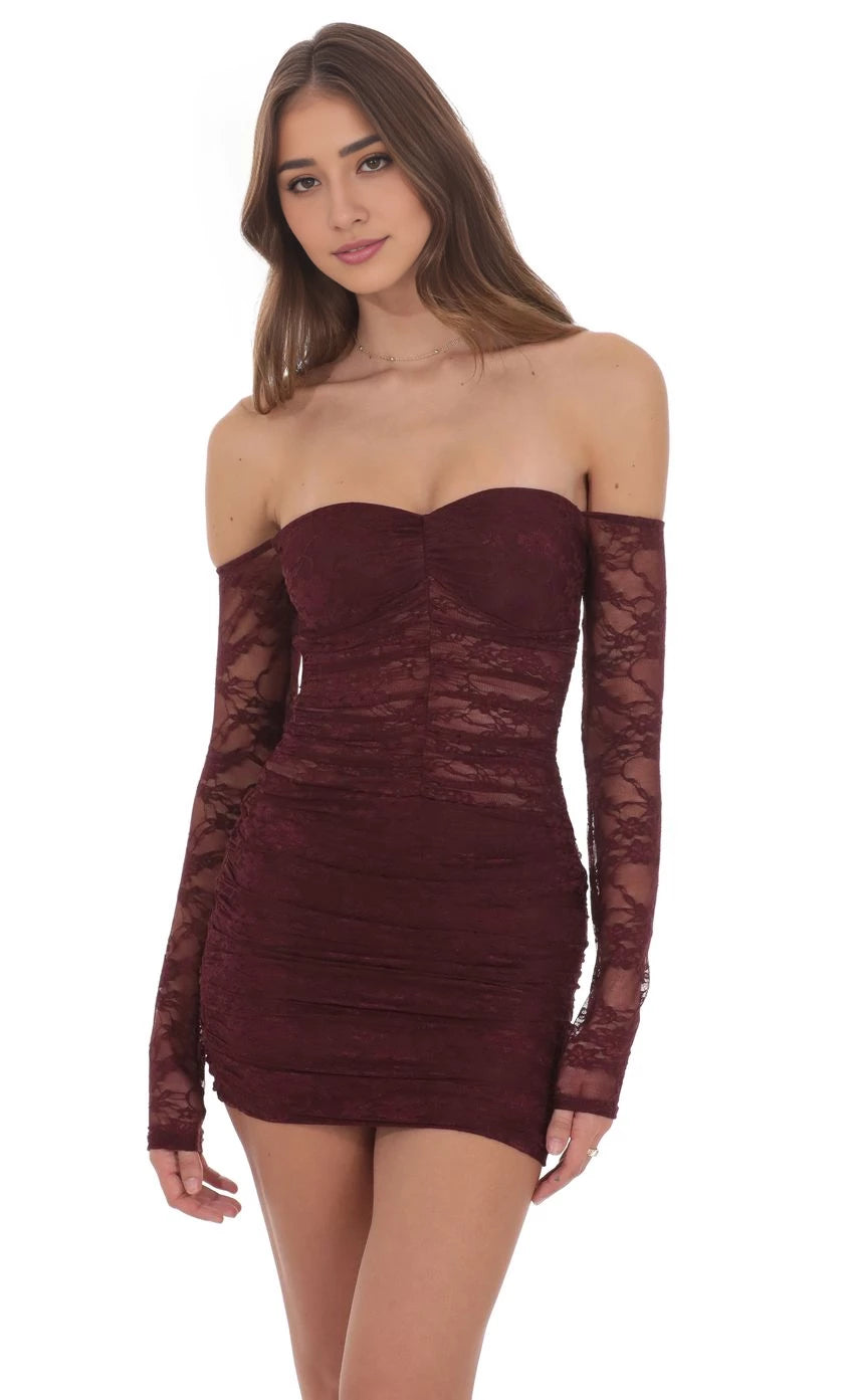 Romantic Sheath Off-Shoulder Long-Sleeve Back-Zip Short Length Homecoming Dresses