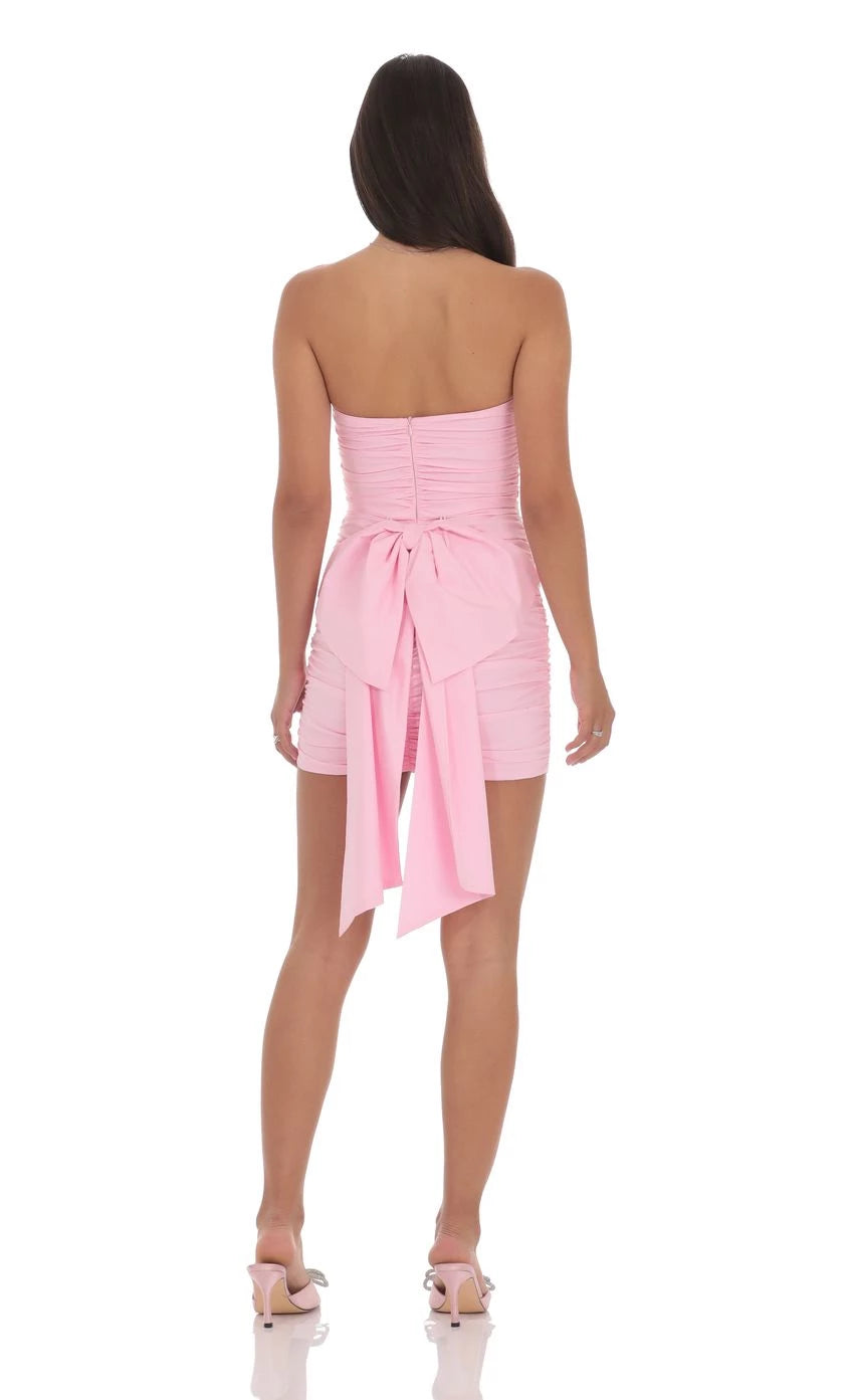 Romantic Sheath Strapless Sleeveless Bow-Back Short Length Homecoming Dresses