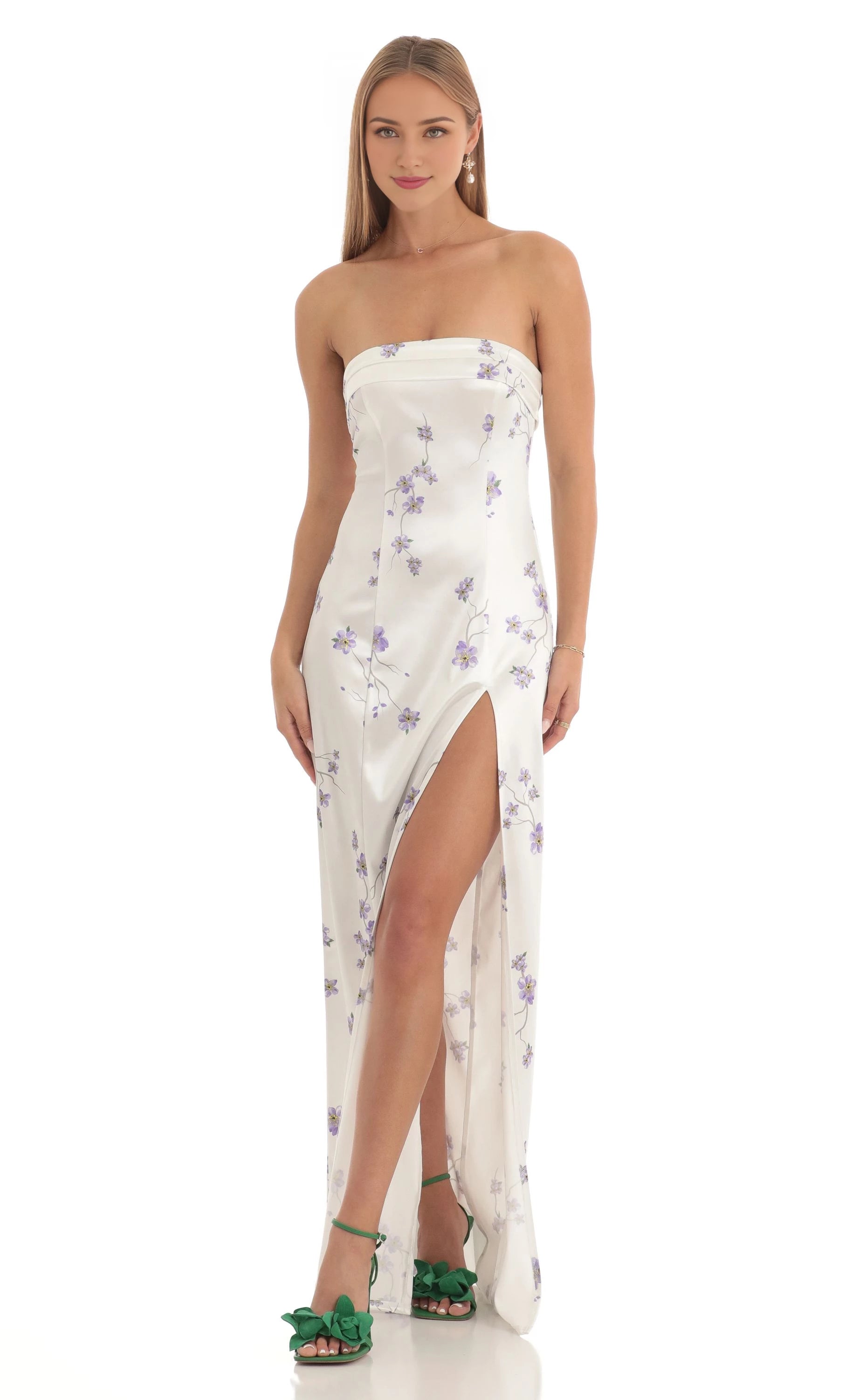 Romantic Sheath Strapless Sleeveless Zipper Back Floor Length Prom Dresses