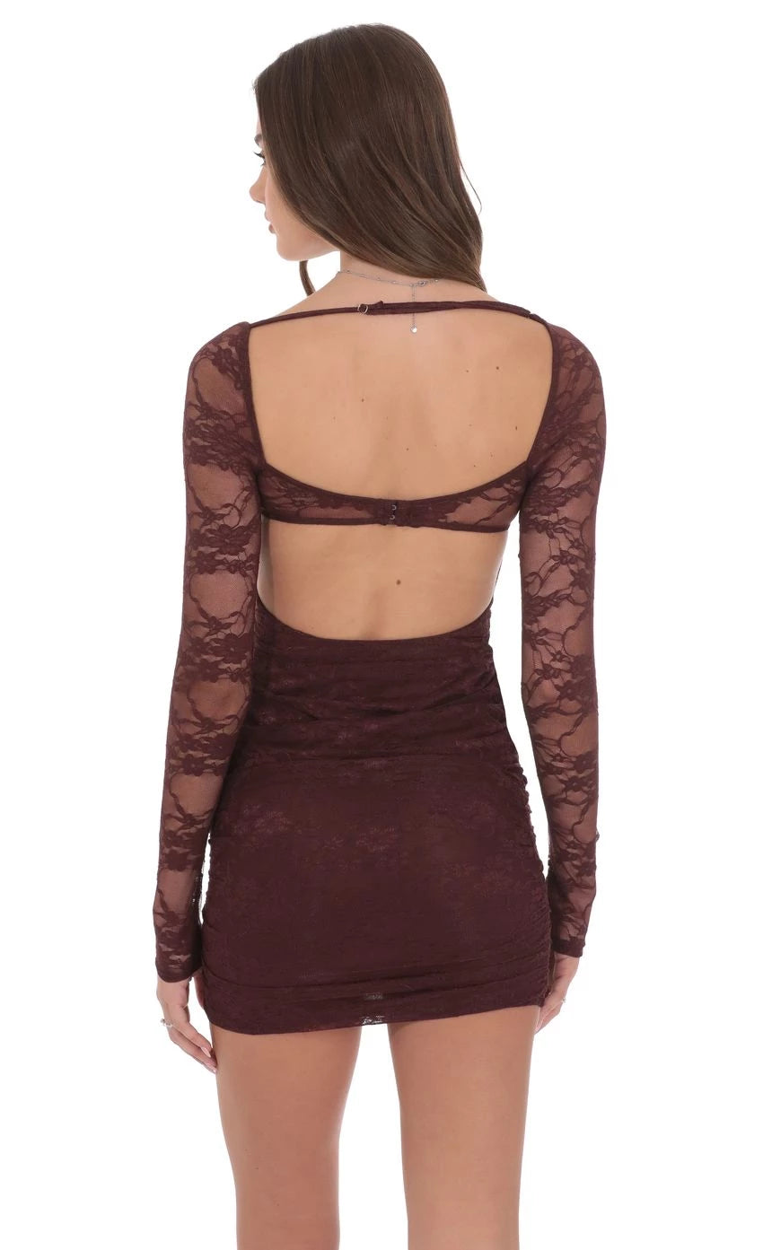 Romantic Sheath Sweetheart-Neck Long-Sleeve Lace-Back Short Length Homecoming Dresses