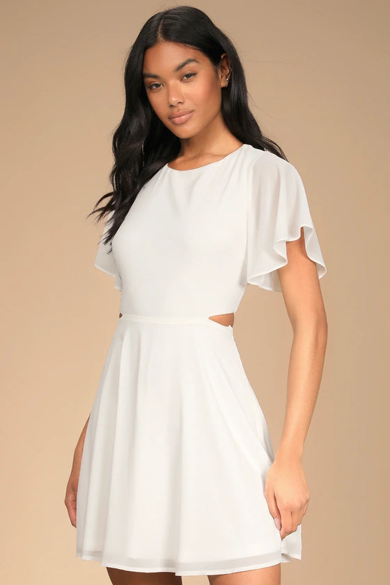 Round Neck Cutout Mini Dress Homecoming Dress